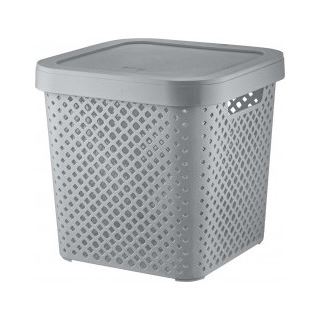 Корзина для хранения с крышкой Plast Team STOCKHOLM 20л серый шторм